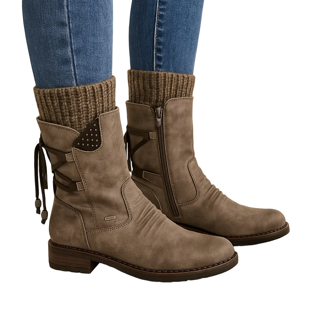 Steff Dame Støvler – Læder- og ruskindsstøvler med Memory Foam sål og uldforing