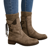 Botines Steff para mujer – Botas de cuero y ante con suela de espuma viscoelástica y forro de lana