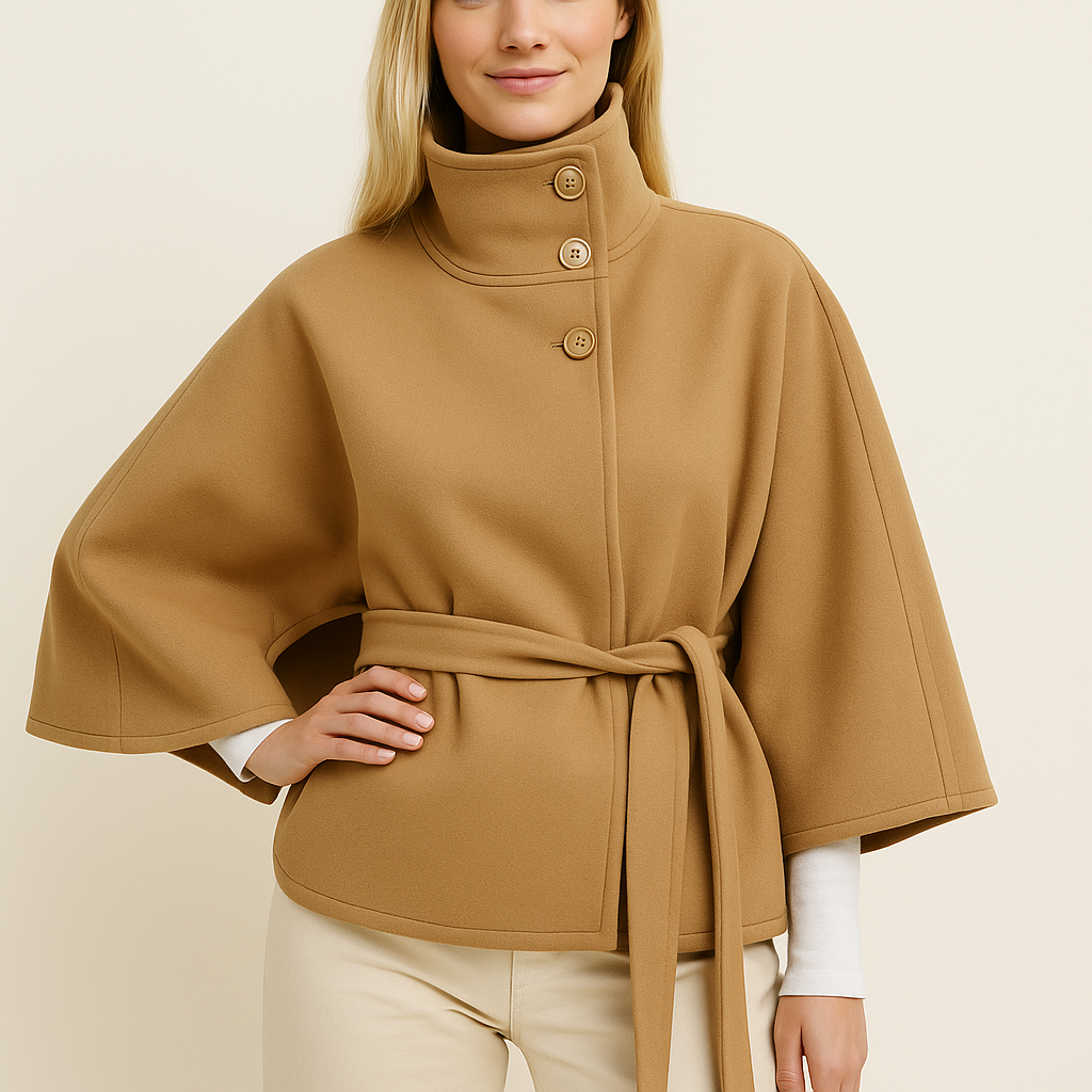 Lilia Milano Damenjacke mit Fledermausärmeln – dicker warmer Polyester-Mantel im eleganten modernen Design