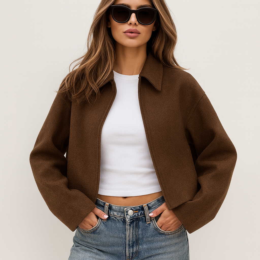 Nylah Giacca Corta Donna in Lana – Cerniera in Metallo, Taglio Dritto e Raffinatezza Urbana