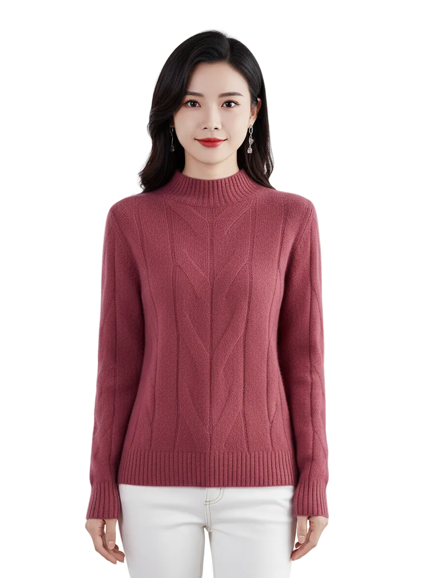 Cheena Pull Femme Texturé – Col Montant Élégant en Maille Chaude & Raffinée