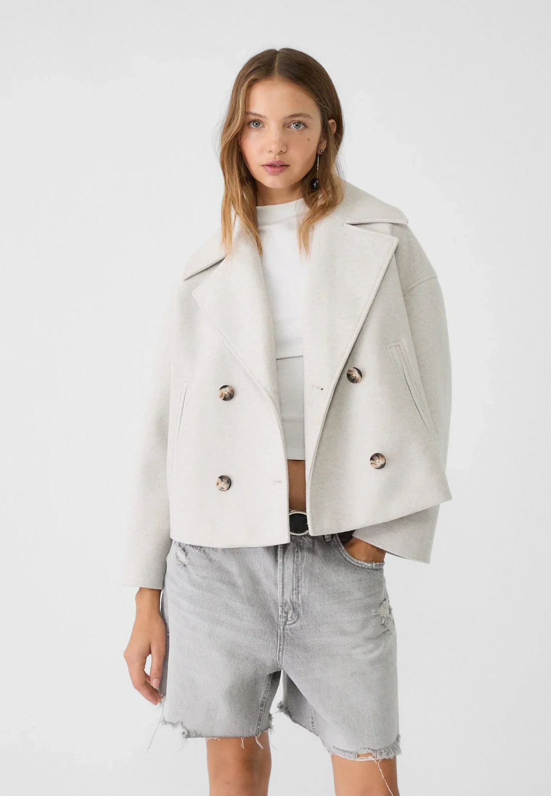 Olivia Femme Manteau – Chic Manteau Court Croisé à Boutons Élégants & Style Moderne