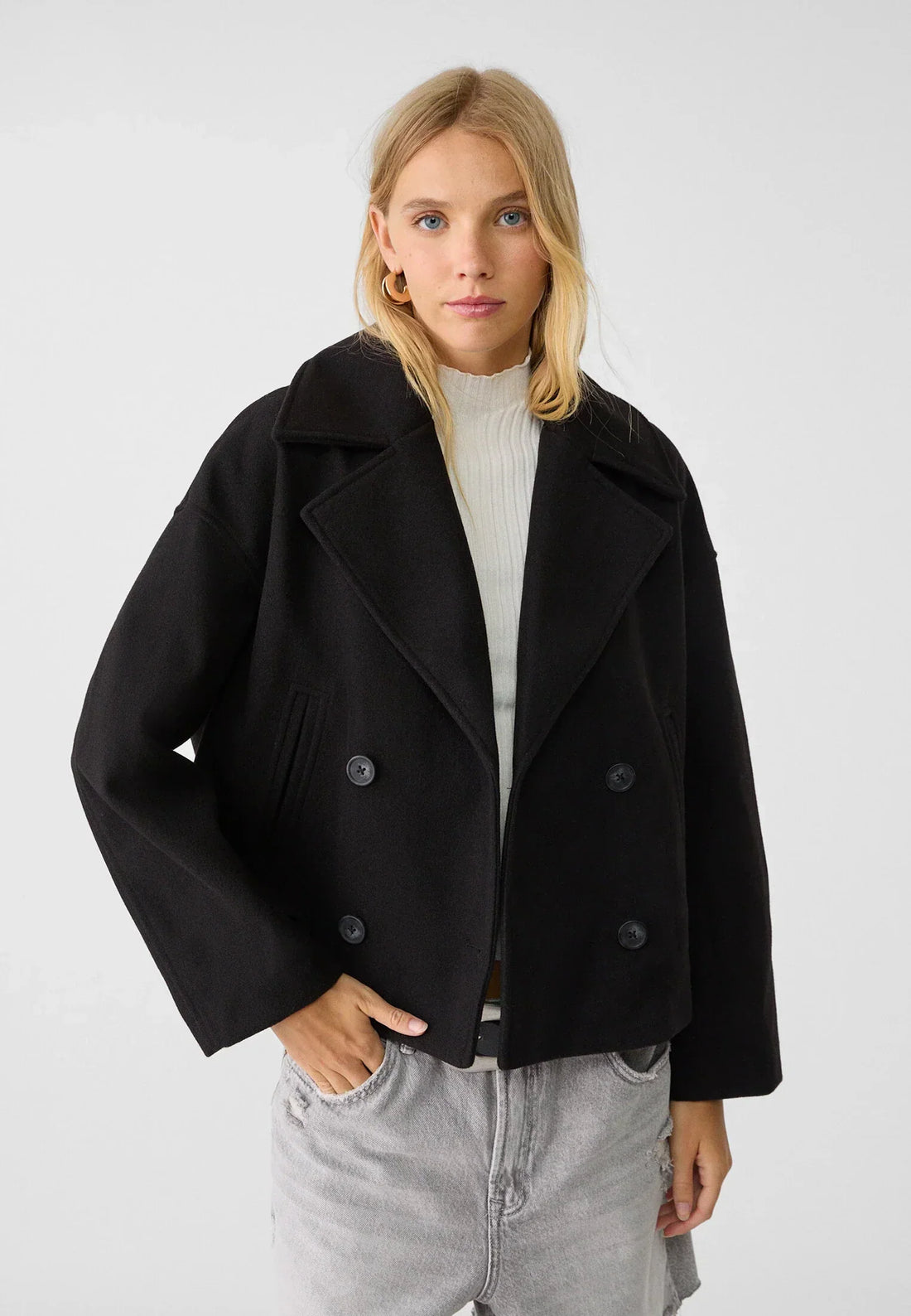 Olivia Femme Manteau – Chic Manteau Court Croisé à Boutons Élégants & Style Moderne