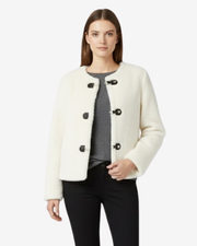 Cleo Veste Fausse Fourrure Femme – Boutons Toggle, Taille Ceinturée & Style Élégant