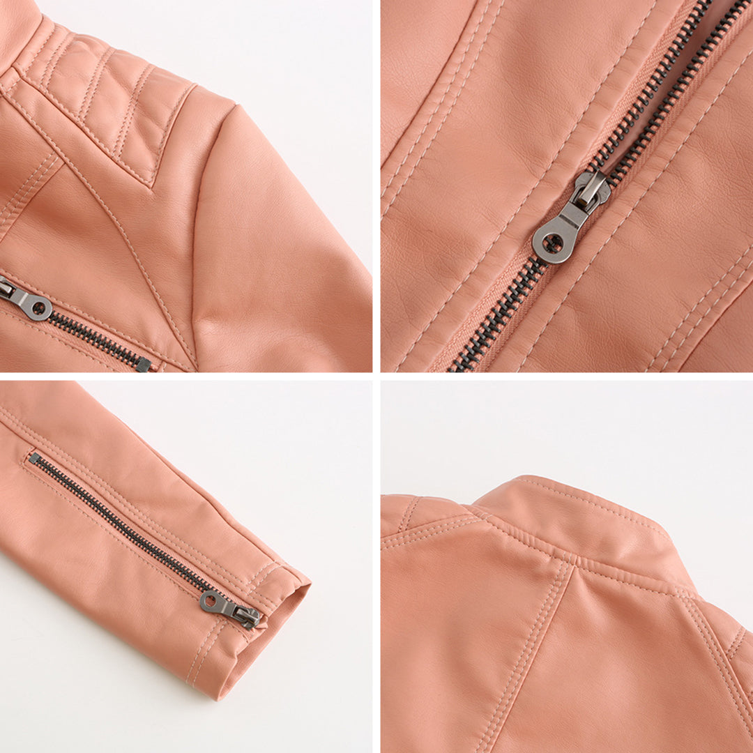 Andrijana Veste Femme – Veste en Cuir Souple Élégante avec Fermeture Asymétrique