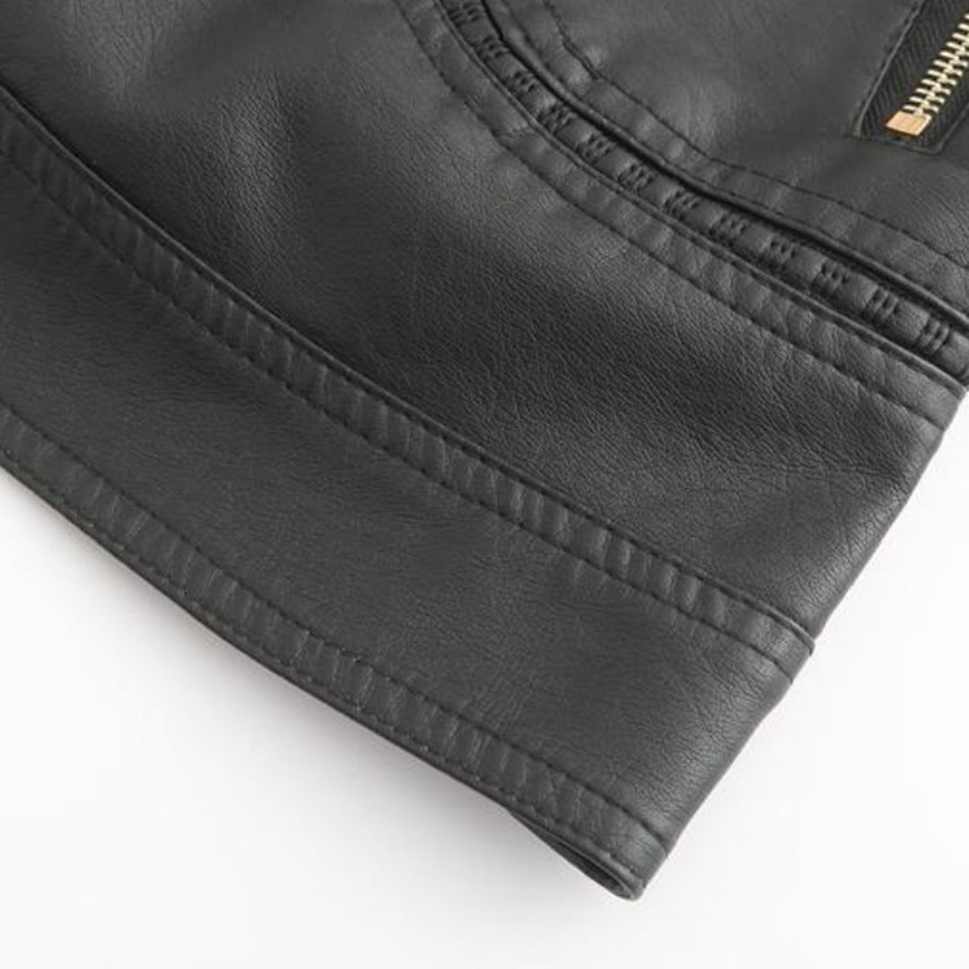 Janiyah Giacca Donna in Pelle – Collo Alto Chic, Cerniere & Stile Moderno Elegante