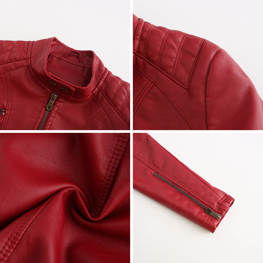 Andrijana Veste Femme – Veste en Cuir Souple Élégante avec Fermeture Asymétrique
