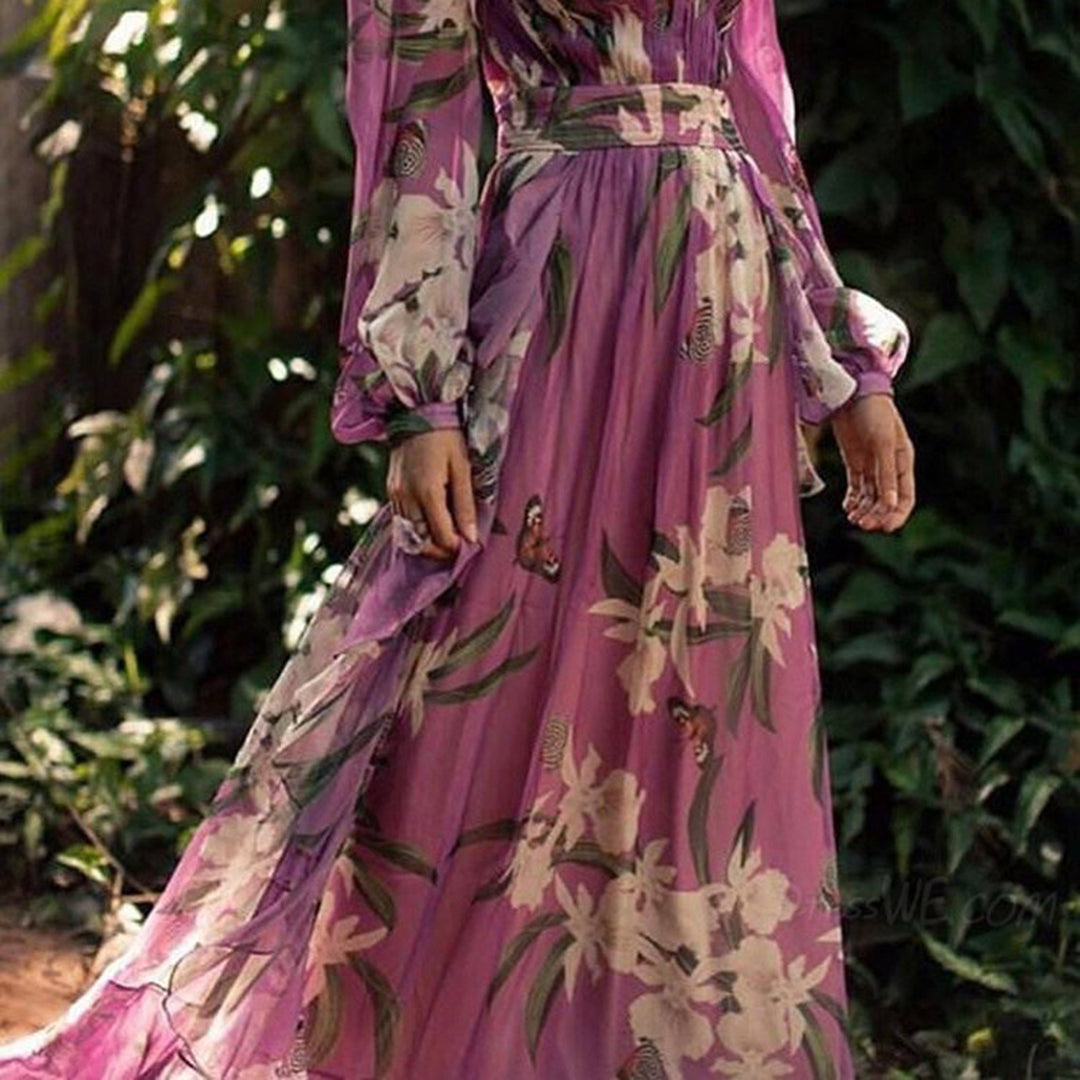 Natalia Robe Maxi Femme – Élégance Estivale, Polyester Léger & Coupe Fluide Violet