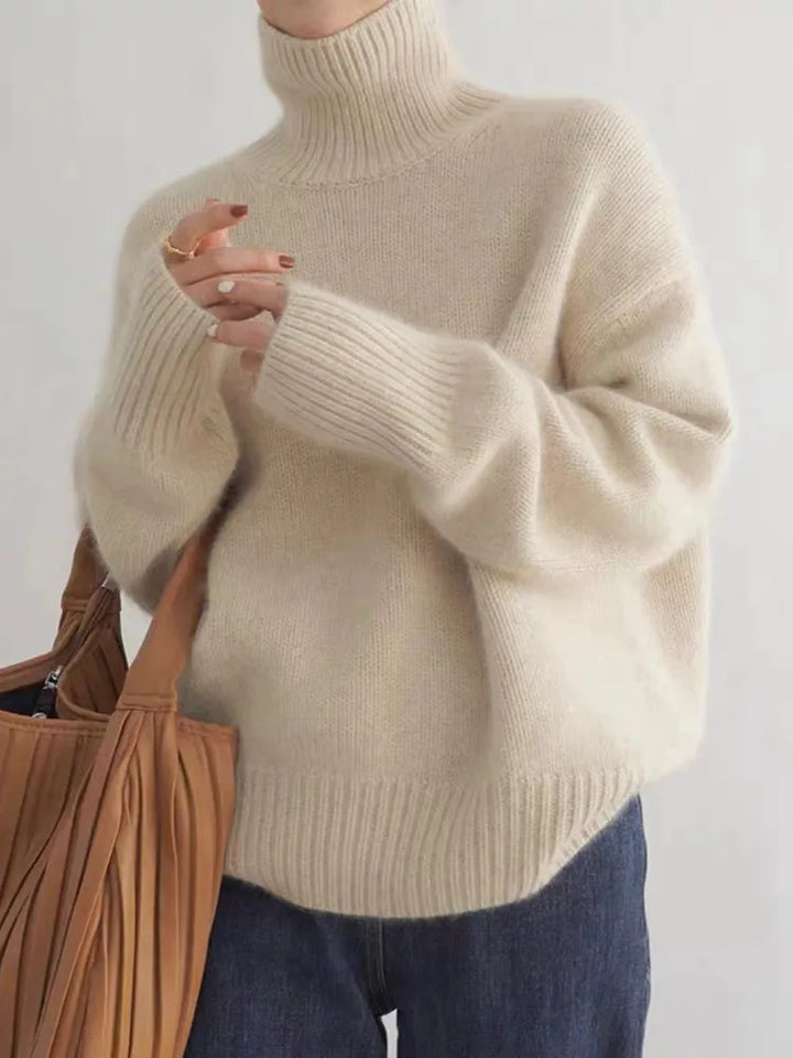 Seraphina Pull Femme – Pull à Col Roulé Côtelé & Confortable, Style Chic pour l’Hiver
