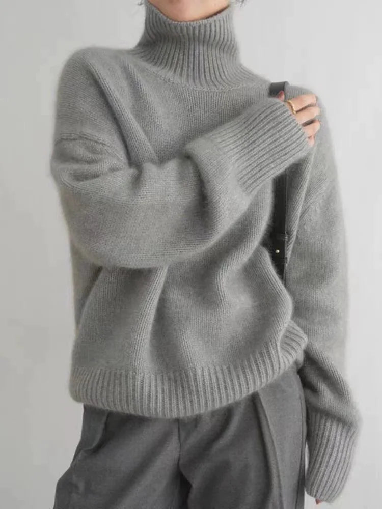Lynn Pull Femme – Col Roulé en Laine Douce & Élégant pour Look Chic d’Hiver