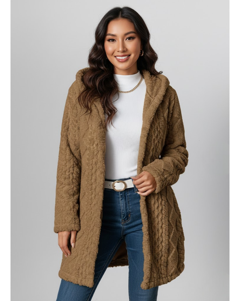 Cardigan Coraline in Pile Donna – Maglia Spessa, Texture a Rilievo e Comfort Invernale