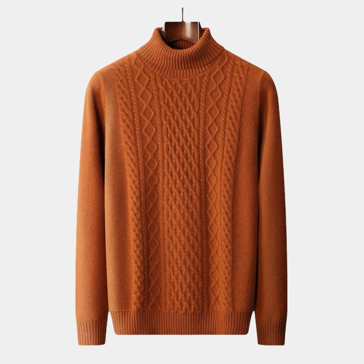 Timmy Pull Homme Col Roulé en Maille Câblée – Pull Classique Chaud et Élégant