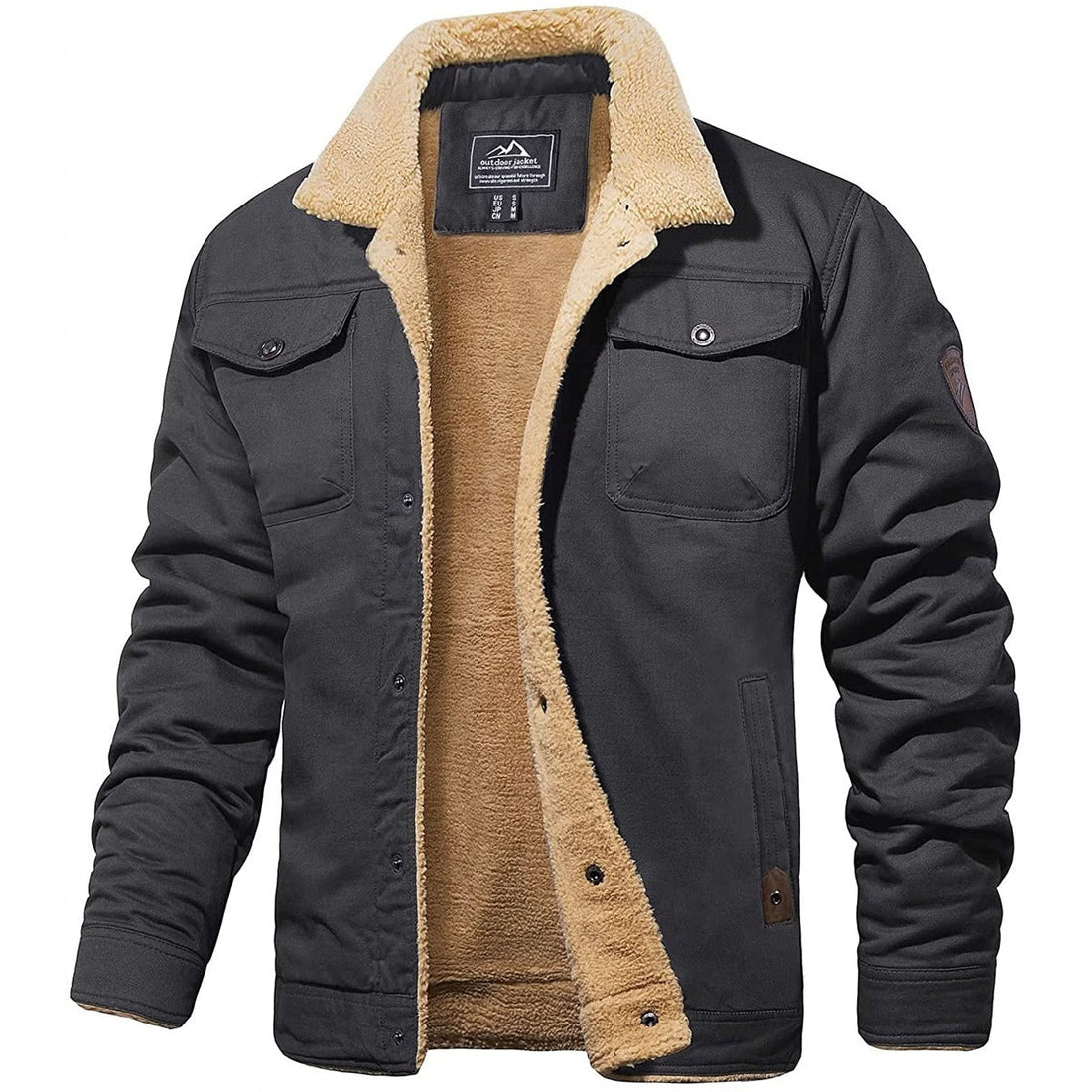 Henri Veste Homme Hiver – Blouson Chaud avec Doublure Sherpa & Col en Fausse Fourrure