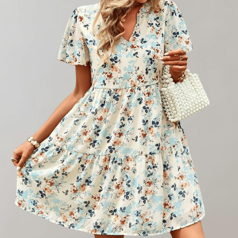 Damiana Robe d'Été Femme – Imprimé Floral Léger, Manches Volantes et Tissu Respirant par Looksy