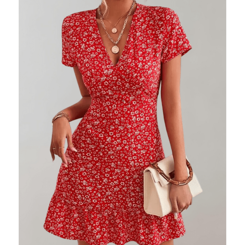 Daria Robe Florale Femme – Ourlet Fluide, Décolleté V et Taille Discrète par Looksy