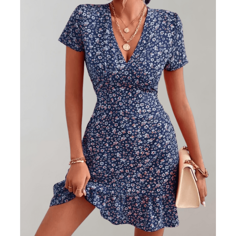 Daria Robe Florale Femme – Ourlet Fluide, Décolleté V et Taille Discrète par Looksy