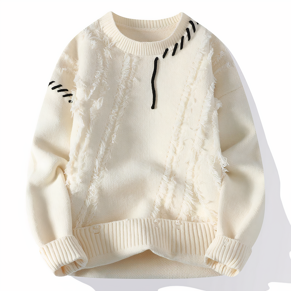 Dave Pull Homme – Pull Patchwork Tendance en Matière Douce pour Automne & Hiver