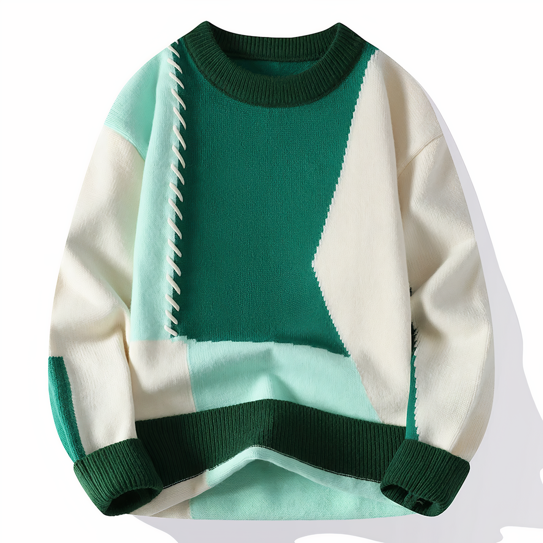 Dave Pull Homme – Pull Patchwork Tendance en Matière Douce pour Automne & Hiver