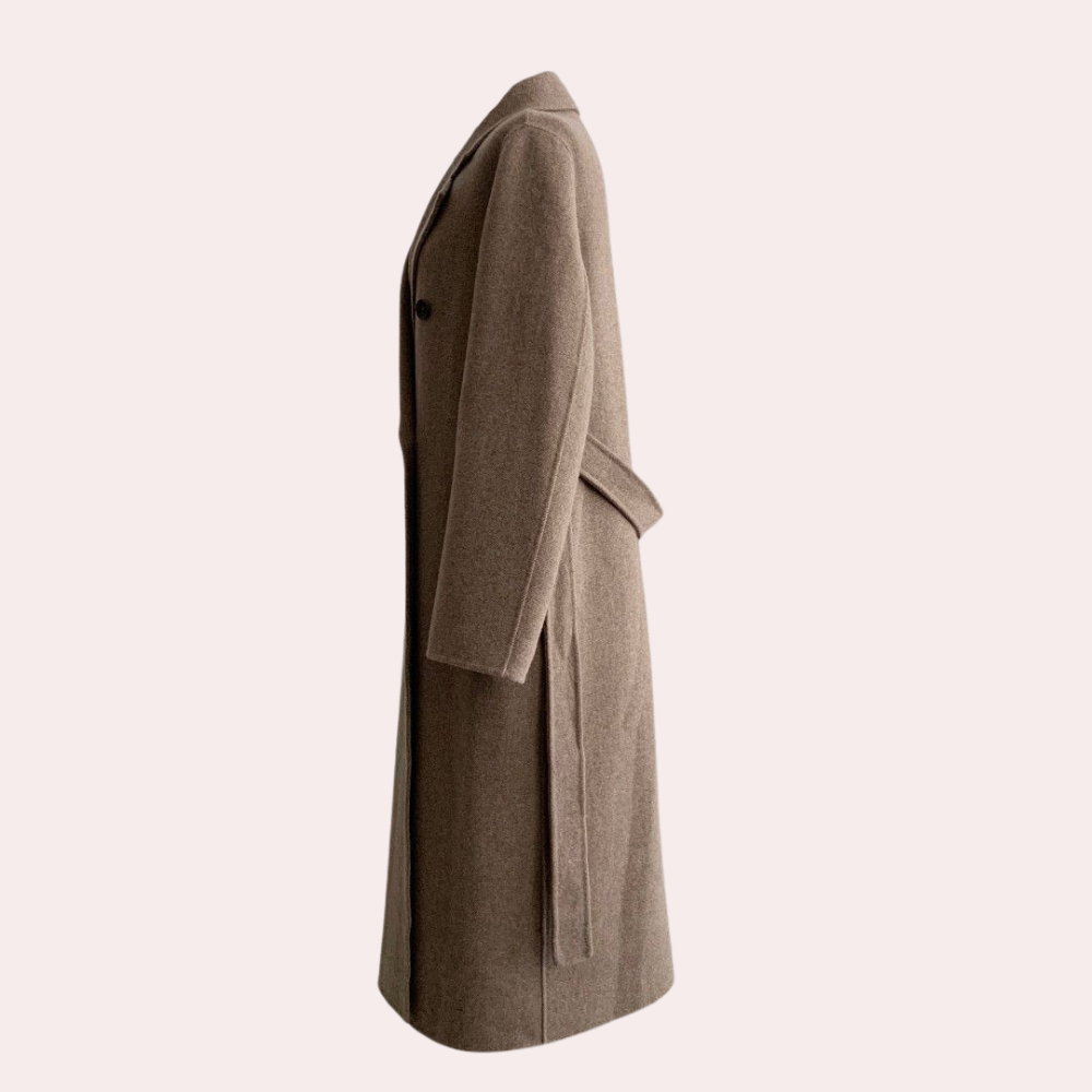 Amelia Manteau Femme Hiver Long – Élégant à Double Boutonnage avec Doublure Chaude