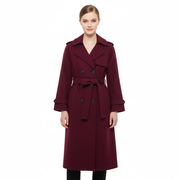 Victoria Palton Oversize pentru Femei – Palton din Lână Amestecată Burgundy Croială Elegantă