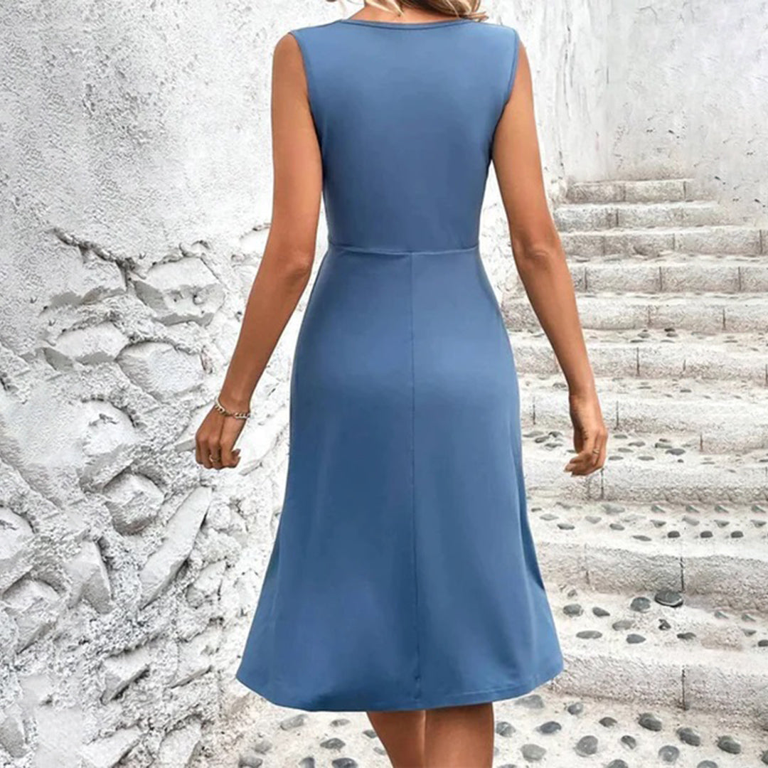 Zara Robe Midi Femme Sans Manches – Élégance Estivale, Longueur Genou et Coupe Confortable