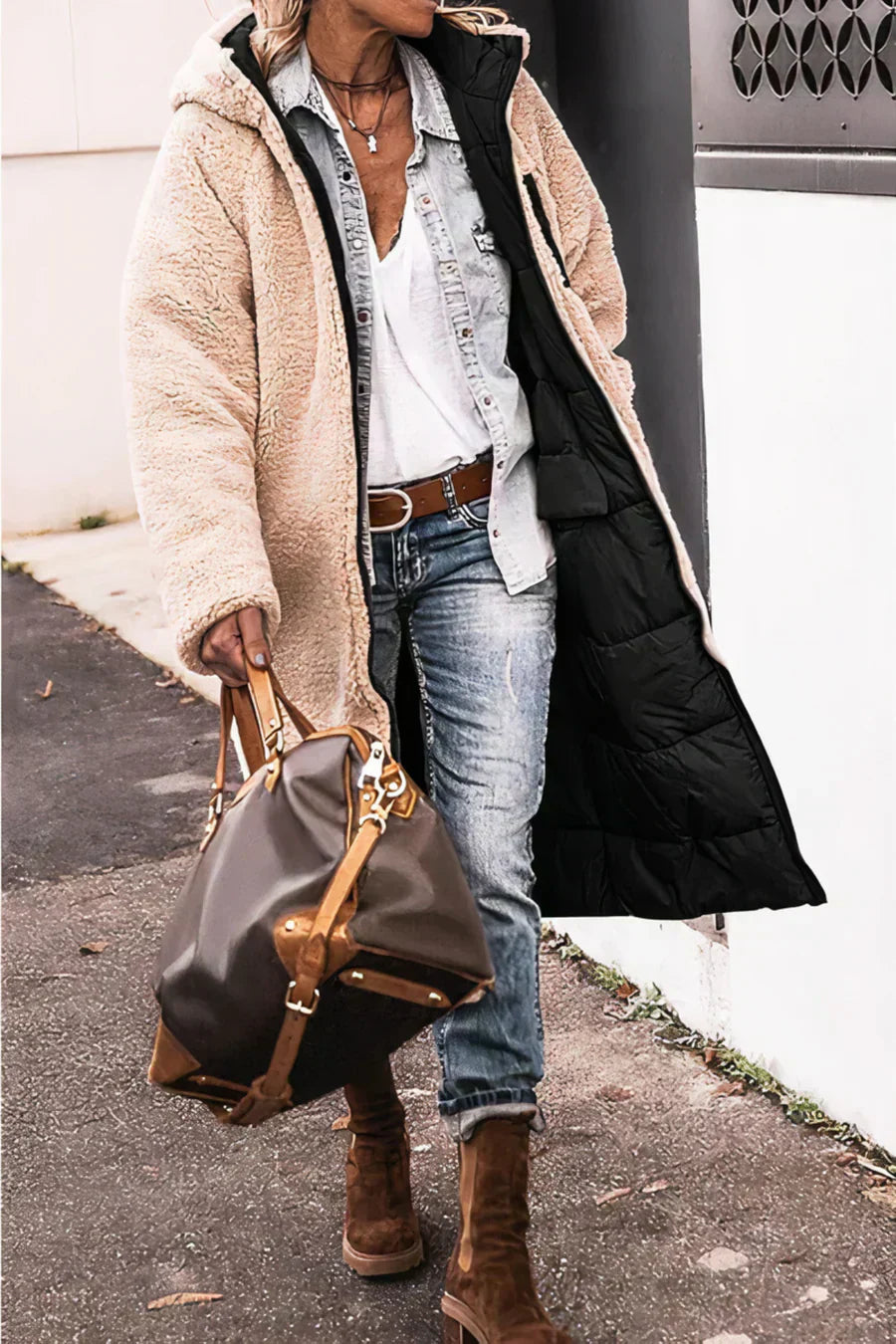Theodora Manteau Femme – Manteau Réversible Élégant et Chaud pour un Style Polyvalent