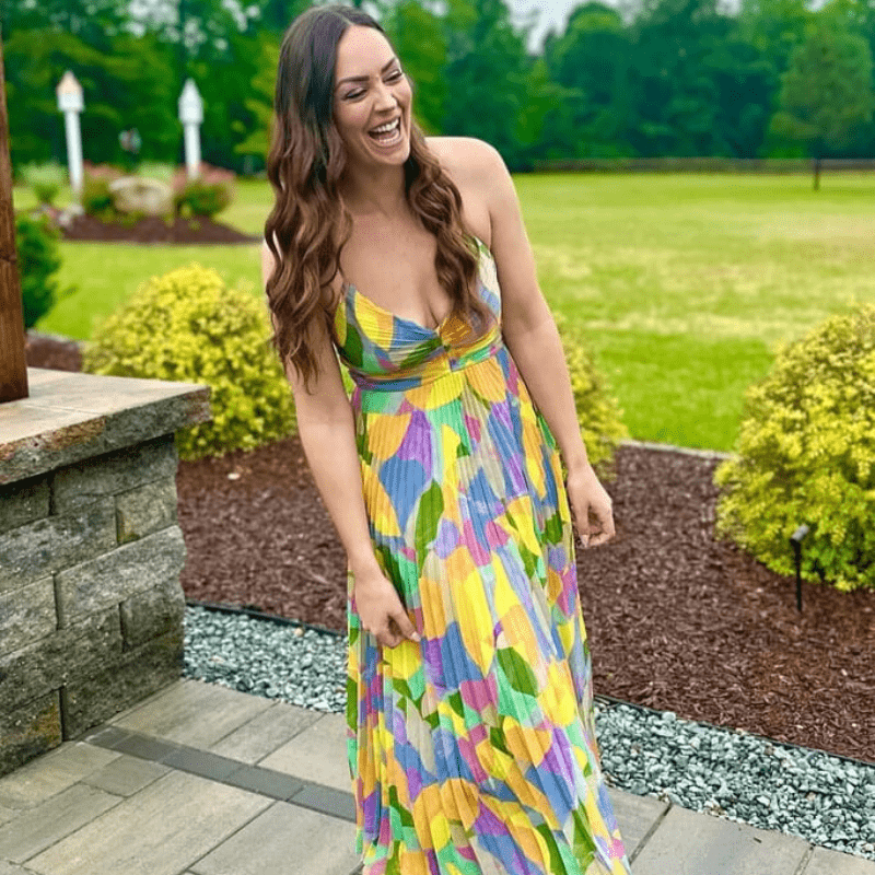 Édith Robe Maxi Plissée Femme – Imprimé Coloré, Bretelles Ajustables & Coupe Fluide