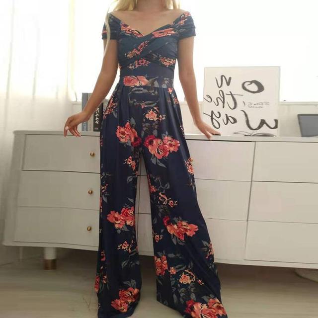 Lilibeth Combinaison Femme – Combinaison Épaules Dénudées Élégante à Jambe Large et Ceinture