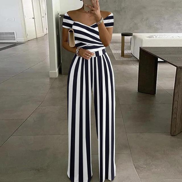 Lilibeth Combinaison Femme – Combinaison Épaules Dénudées Élégante à Jambe Large et Ceinture