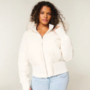 Helena Manteau Hiver Femme – Warme Jacke mit abnehmbarer Kapuze und elegantem Pelzkragen