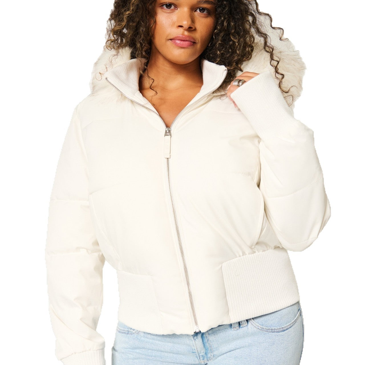 Helena Manteau Hiver Femme – Warme Jacke mit abnehmbarer Kapuze und elegantem Pelzkragen