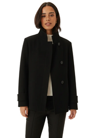 Eliza Krátký Dámský Kabát z Vlněné Směsi – Vysoký Strukturovaný Límec & Moderní Elegance