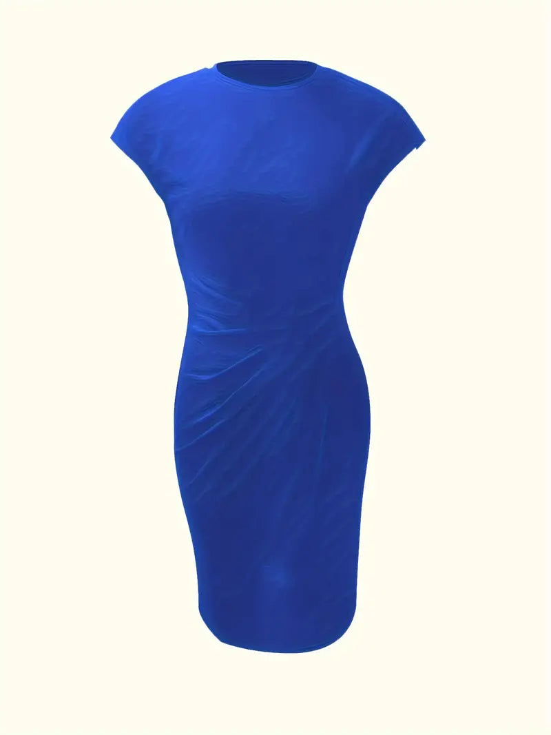 Mylène Robe Midi Femme – Élégante Coupe Flatteuse & Col Rond, Disponible en Plusieurs Couleurs