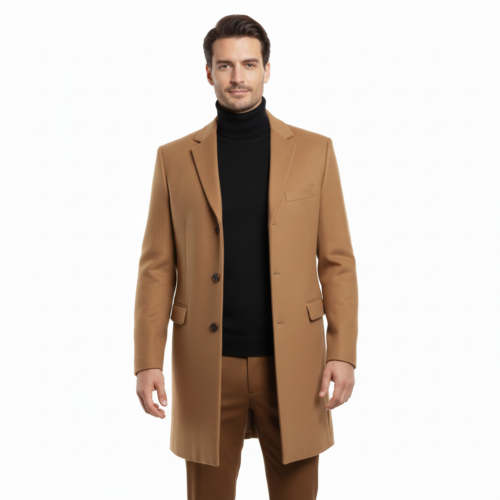 Erros Herren langer Mantel Slim Fit – Eleganter Mantel mit drei Knöpfen und breitem Revers