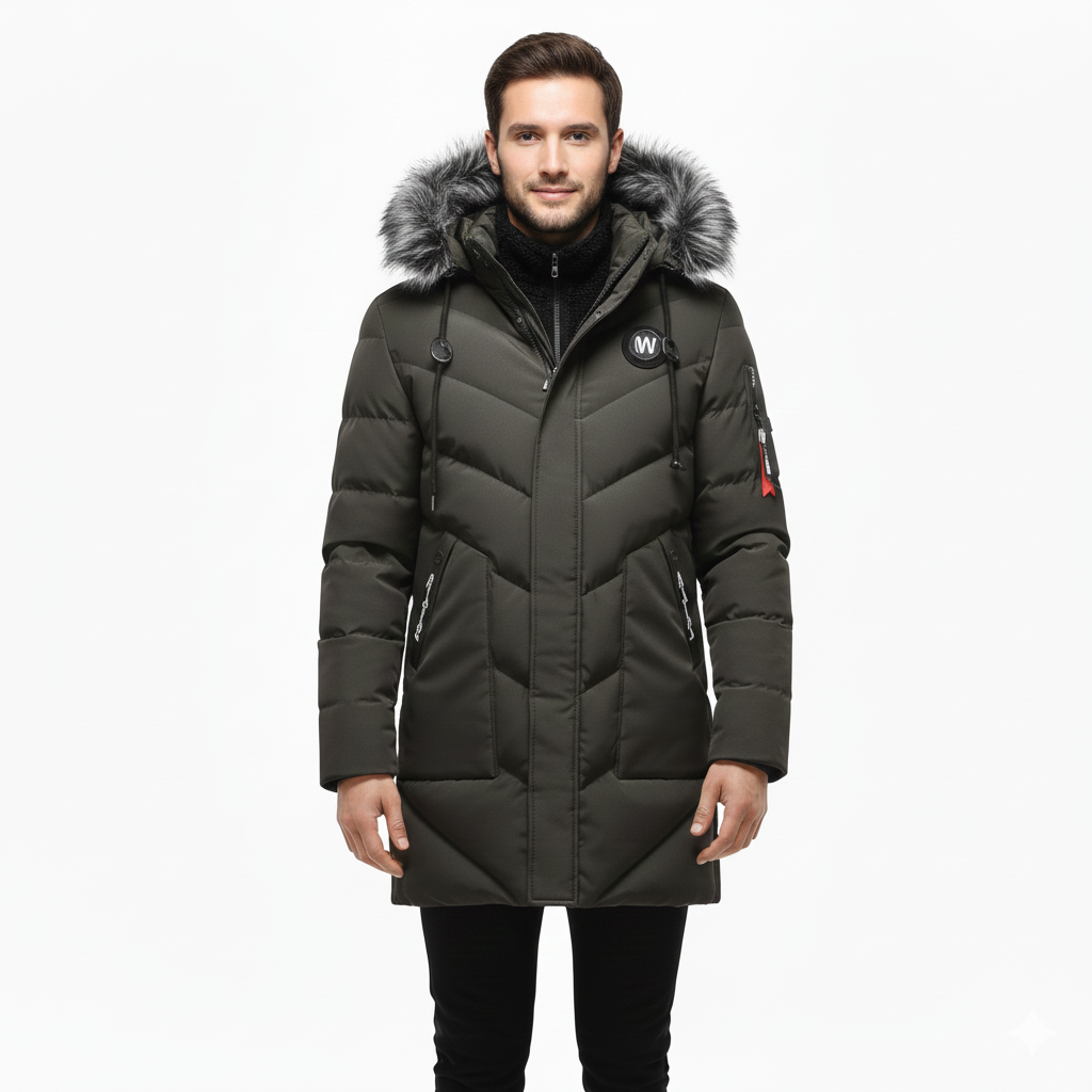 Ethan Herren Winterjacke Isoliert – Wasserabweisender Winddichter Mantel mit Verstellbarer Kapuze
