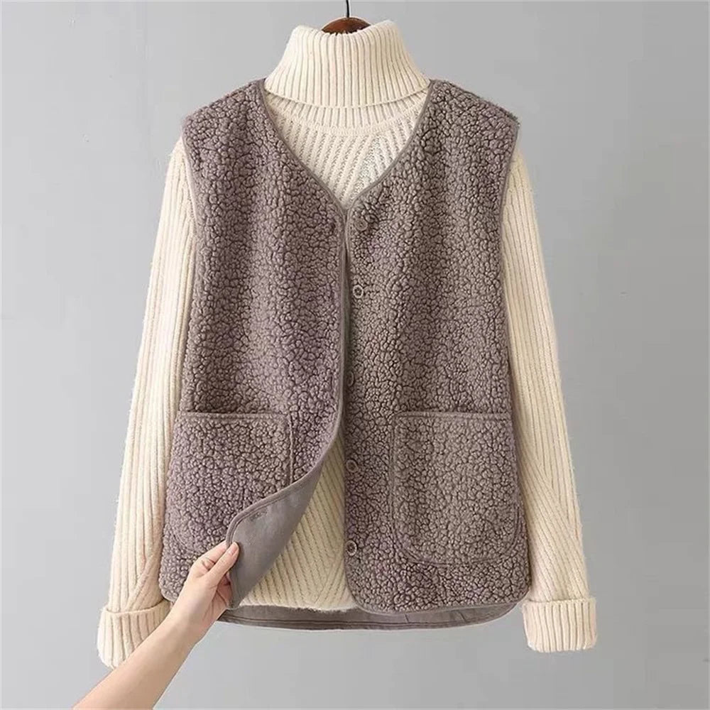 Kate Gilet Femme Sans Manches – Sherpa Effet Laine de Mouton Chaud, Léger & Décontracté