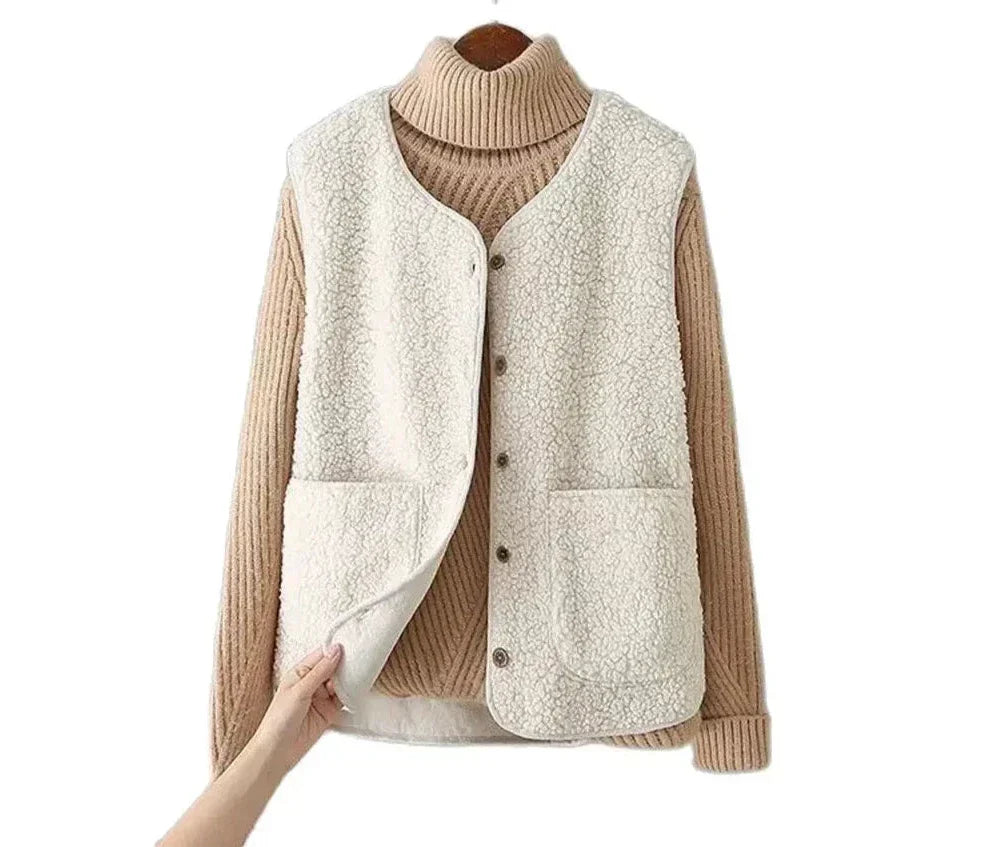 Kate Gilet Femme Sans Manches – Sherpa Effet Laine de Mouton Chaud, Léger & Décontracté