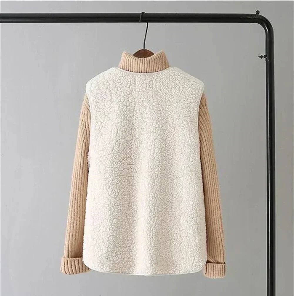 Kate Gilet Femme Sans Manches – Sherpa Effet Laine de Mouton Chaud, Léger & Décontracté