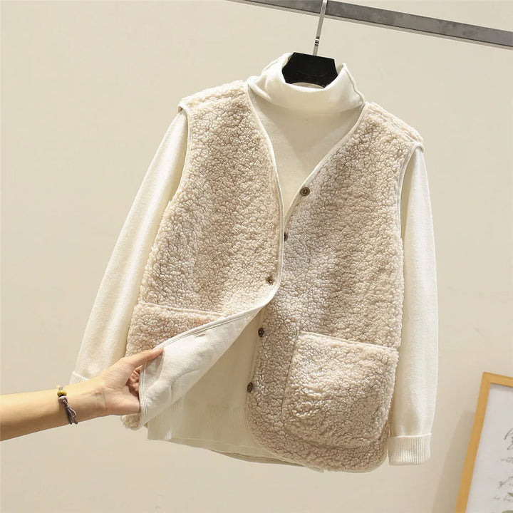 Kate Gilet Femme Sans Manches – Sherpa Effet Laine de Mouton Chaud, Léger & Décontracté