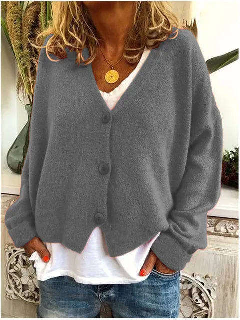 Katherine Cardigan Femme – Gilet en Coton Élégant à Manches Longues & Fermeture Boutonnée