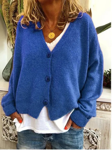 Katherine Cardigan Femme – Gilet en Coton Élégant à Manches Longues & Fermeture Boutonnée