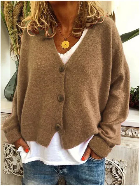 Katherine Cardigan Femme – Gilet en Coton Élégant à Manches Longues & Fermeture Boutonnée