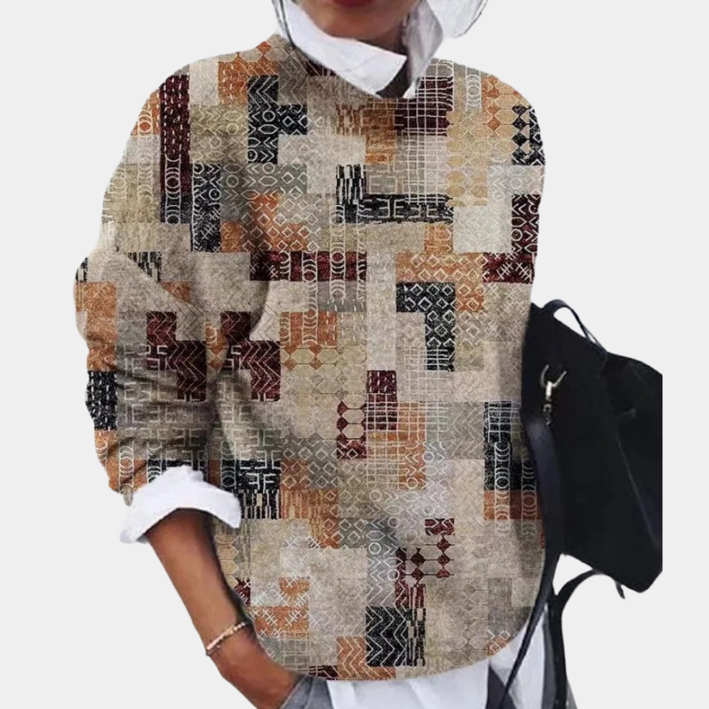 Elle Pull Gráfico en Malla Mujer – Corte Casual Ligero en Tejido Suave y Transpirable