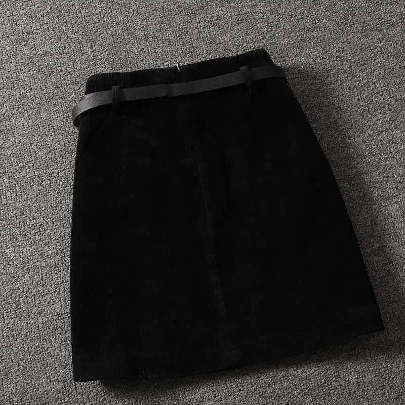 Felicie Jupe Mini Velours Côtelé Femme – Coupe Trapèze, Ceinture Fine & Poches Pratiques