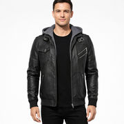 Filipo Herren Lederjacke mit Kapuze – Moderner Blouson mit normaler Passform im urbanen Stil