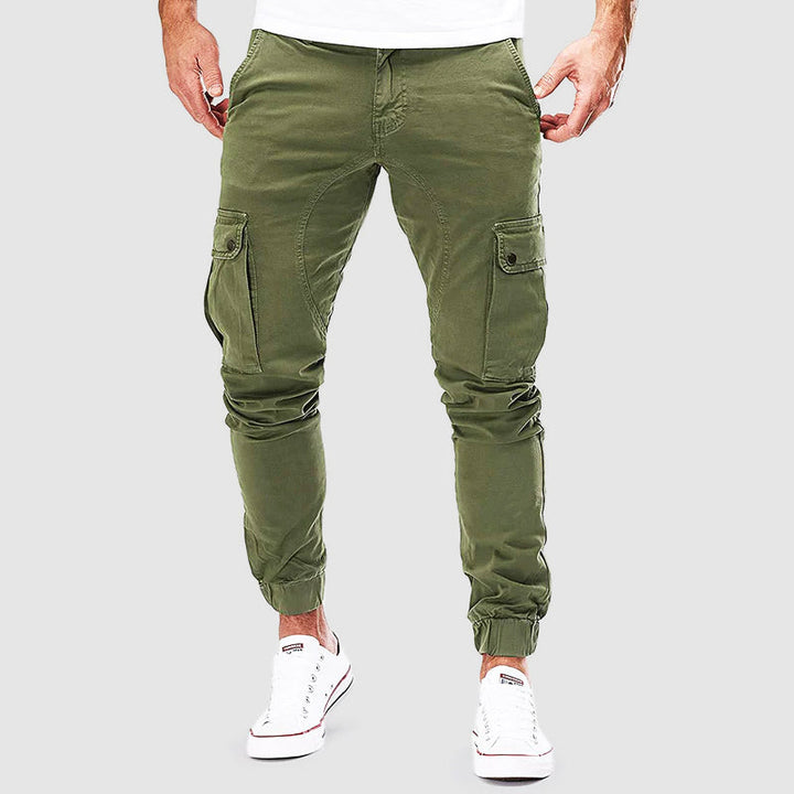 Ken Pantalon Cargo pour Homme – Coupe slim légère en mélange de coton avec multiples poches