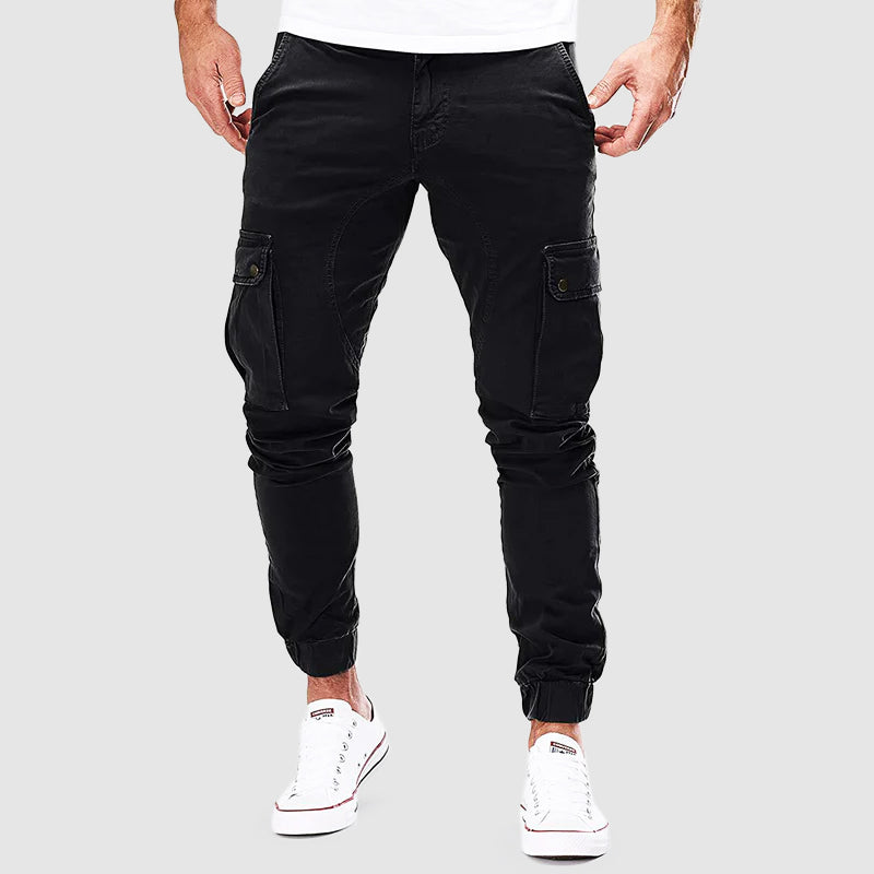 Ken Pantalon Cargo pour Homme – Coupe slim légère en mélange de coton avec multiples poches