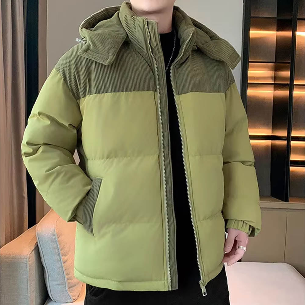 Kurtka pikowana męska z kapturem – pełny zamek błyskawiczny, izolacyjny komfort i praktyczny krój