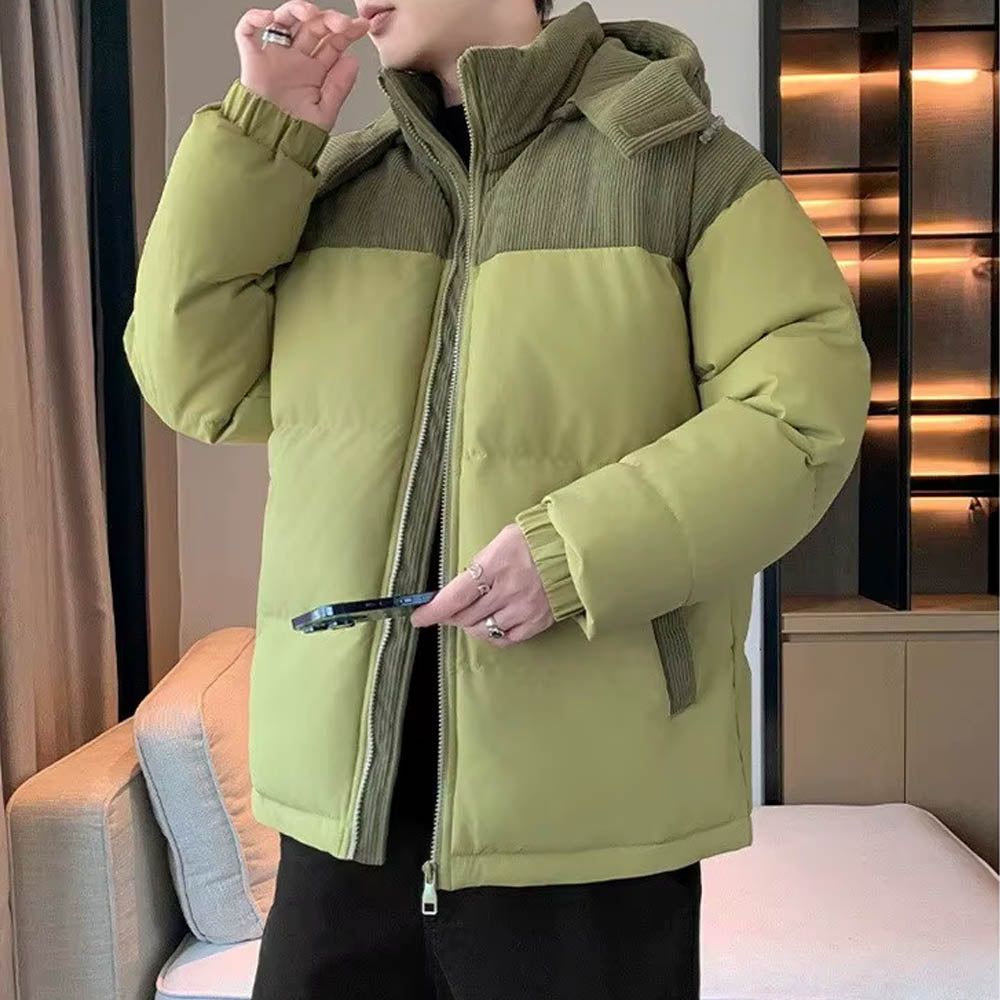 Kurtka pikowana męska z kapturem – pełny zamek błyskawiczny, izolacyjny komfort i praktyczny krój