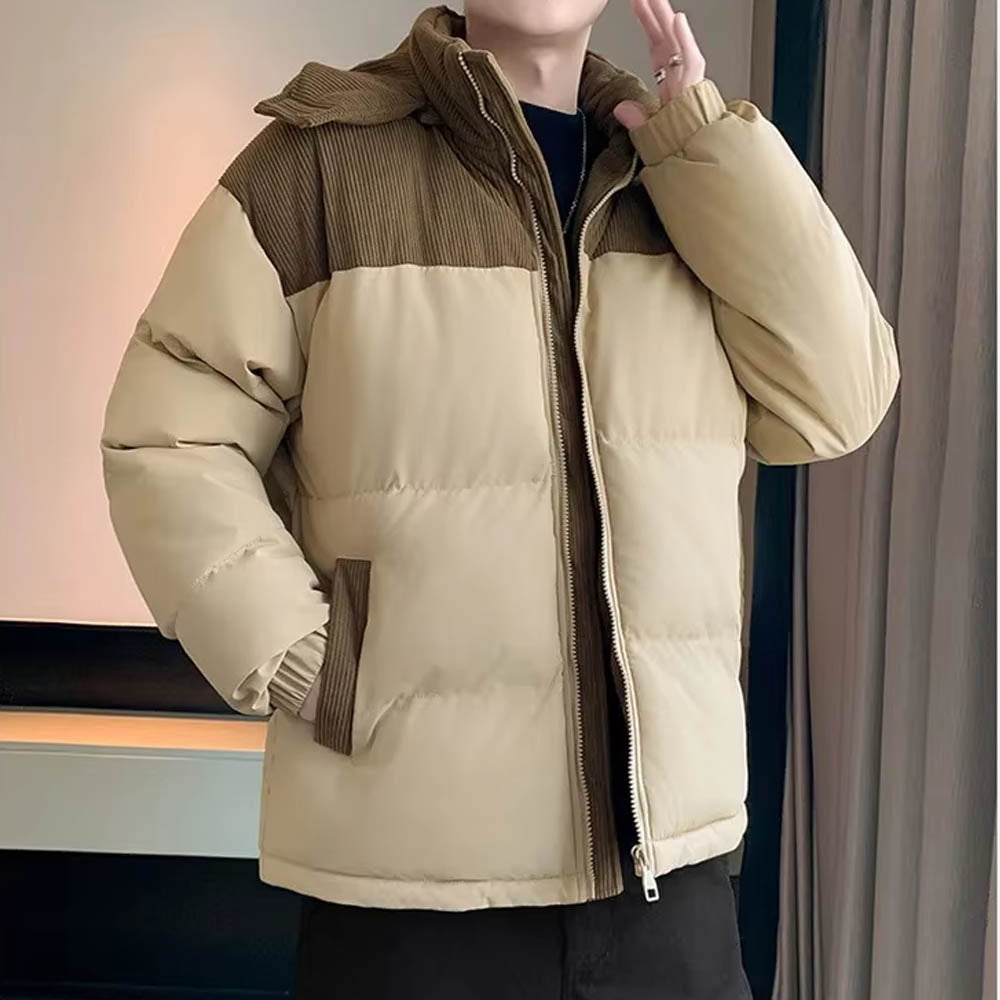 Kurtka pikowana męska z kapturem – pełny zamek błyskawiczny, izolacyjny komfort i praktyczny krój